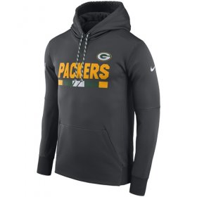 Wholesale Cheap Men\'s Green Bay Packers Nike Charcoal Sideline ThermaFit Performance PO Hoodie