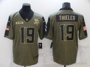 Wholesale Cheap Men's Minnesota Vikings #19 Adam Thielen 2021 Olive Salute To Service Limited Stitched Jersey