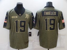 Wholesale Cheap Men\'s Minnesota Vikings #19 Adam Thielen 2021 Olive Salute To Service Limited Stitched Jersey