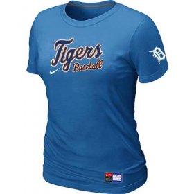 Wholesale Cheap Women\'s Detroit Tigers Nike Short Sleeve Practice MLB T-Shirt Indigo Blue