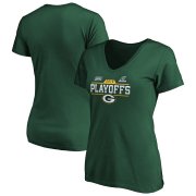 Wholesale Cheap Green Bay Packers Women's 2019 NFL Playoffs Bound Chip Shot V-Neck T-Shirt Green