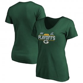 Wholesale Cheap Green Bay Packers Women\'s 2019 NFL Playoffs Bound Chip Shot V-Neck T-Shirt Green