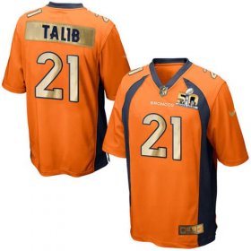 Wholesale Cheap Nike Broncos #21 Aqib Talib Orange Team Color Men\'s Stitched NFL Game Super Bowl 50 Collection Jersey