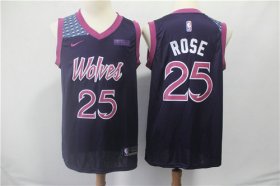 Wholesale Cheap Minnesota Timberwolves 25 Derrick Rose Nike Purple 2019 Swingman City Edition Jersey