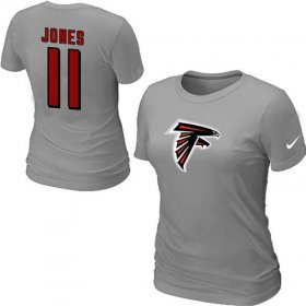 Wholesale Cheap Women\'s Nike Atlanta Falcons #11 Julio Jones Name & Number T-Shirt Grey