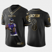 Cheap Baltimore Ravens #8 Lamar Jackson Nike Team Hero 5 Vapor Limited NFL 100 Jersey Black Golden