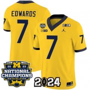 Cheap Men's Michigan Wolverines #7 Donovan Edwards Yellow 2024 F.U.S.E. With 2023 National Champions Patch Stitched Jersey