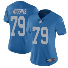 Wholesale Cheap Nike Lions #79 Kenny Wiggins Blue Throwback Women\'s Stitched NFL Vapor Untouchable Limited Jersey