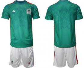 Wholesale Men\'s Mexico Blank Green Home Soccer Jersey Suit