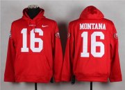 Wholesale Cheap San Francisco 49ers #16 Joe Montana Red Pullover Hoodie