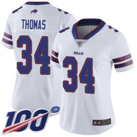 Wholesale Cheap Nike Bills #34 Thurman Thomas White Women\'s Stitched NFL 100th Season Vapor Limited Jersey