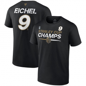 Wholesale Cheap Men\'s Vegas Golden Knights #9 Jack Eichel Black 2023 Stanley Cup Champions Pro Name & Number T-Shirt