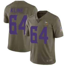 Wholesale Cheap Nike Vikings #64 Josh Kline Olive Men\'s Stitched NFL Limited 2017 Salute to Service Jersey