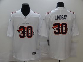Wholesale Cheap Men\'s Denver Broncos #30 Phillip Lindsay White 2020 Shadow Logo Vapor Untouchable Stitched NFL Nike Limited Jersey
