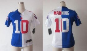 Wholesale Cheap Nike Giants #10 Eli Manning Royal Blue/White Women\'s Stitched NFL Elite Split Jersey