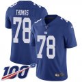 Wholesale Cheap Nike Giants #78 Andrew Thomas Royal Blue Team Color Men's Stitched NFL 100th Season Vapor Untouchable Limited Jersey