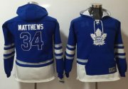 Wholesale Cheap Maple Leafs #34 Auston Matthews Blue Youth Name & Number Pullover NHL Hoodie