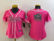 Wholesale Cheap Women's New York Giants Pink Team Big Logo With Patch Cool Base Stitched Baseball Jersey