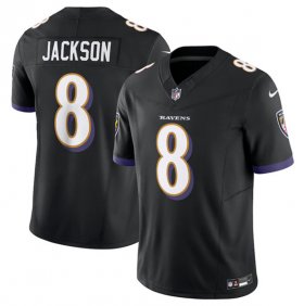 Wholesale Cheap Men\'s Baltimore Ravens #8 Lamar Jackson Black 2023 F.U.S.E Vapor Jersey