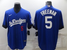 Wholesale Cheap Men\'s Los Angeles Dodgers #5 Freddie Freeman Royal City Connect Flex Base Stitched Jersey