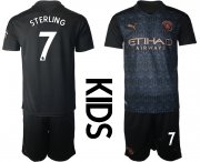 Wholesale Cheap Youth 2020-2021 club Manchester City away black 7 Soccer Jerseys