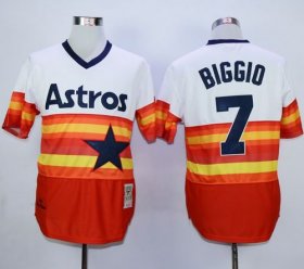 Wholesale Cheap Mitchell And Ness 1980 Astros #7 Craig Biggio White/Orange Throwback Stitched MLB Jersey