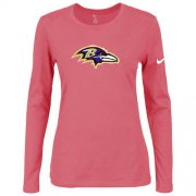 Wholesale Cheap Women's Nike Baltimore Ravens Of The City Long Sleeve Tri-Blend NFL T-Shirt Pink