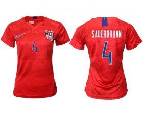 Wholesale Cheap Women\'s USA #4 Sauerbrunn Away Soccer Country Jersey