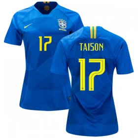 Wholesale Cheap Women\'s Brazil #17 Taison Away Soccer Country Jersey