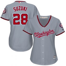 Wholesale Cheap Nationals #28 Kurt Suzuki Grey Road Women\'s Stitched MLB Jersey