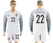Wholesale Cheap Portugal #22 Carvalho White Goalkeeper Long Sleeves Soccer Country Jersey