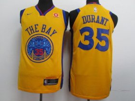 Wholesale Cheap Nike Golden State Warriors #35 Kevin Durant Gold City Edition Authentic Jersey