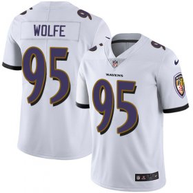 Wholesale Cheap Nike Ravens #95 Derek Wolfe White Men\'s Stitched NFL Vapor Untouchable Limited Jersey