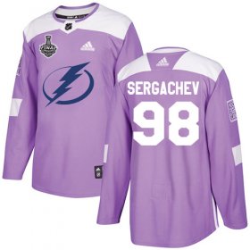 Wholesale Cheap Adidas Lightning #98 Mikhail Sergachev Purple Authentic Fights Cancer 2020 Stanley Cup Final Stitched NHL Jersey