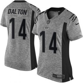 Wholesale Cheap Nike Bengals #14 Andy Dalton Gray Women\'s Stitched NFL Limited Gridiron Gray Jersey