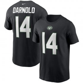 Wholesale Cheap New York Jets #14 Sam Darnold Nike Team Player Name & Number T-Shirt Black