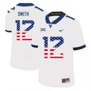 Wholesale Cheap West Virginia Mountaineers 12 Geno Smith White USA Flag College Football Jersey