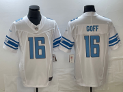 Men's Detroit Lions #16 Jared Goff White 2023 FUSE Vapor Limited Stitched Jersey
