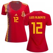 Wholesale Cheap Women's Spain #12 Luis Alberto Red Home Soccer Country Jersey