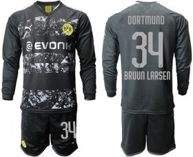 Wholesale Cheap Dortmund #34 Bruun Larsen Away Long Sleeves Soccer Club Jersey