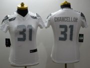 Wholesale Cheap Nike Seahawks #31 Kam Chancellor White Women's Stitched NFL Limited Platinum Jersey
