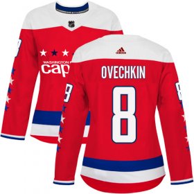 Wholesale Cheap Adidas Capitals #8 Alex Ovechkin Red Alternate Authentic Women\'s Stitched NHL Jersey