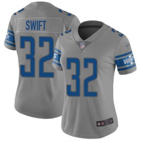 Wholesale Cheap Nike Lions #32 D\'Andre Swift Gray Women\'s Stitched NFL Limited Inverted Legend Jersey