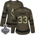 Wholesale Cheap Adidas Golden Knights #33 Maxime Lagace Green Salute to Service 2018 Stanley Cup Final Women's Stitched NHL Jersey