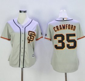 Wholesale Cheap Giants #35 Brandon Crawford Grey Women\'s Road 2 Stitched MLB Jersey