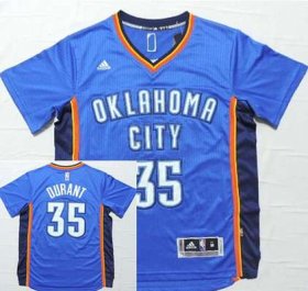 Wholesale Cheap Men\'s Oklahoma City Thunder #35 Kevin Durant Revolution 30 Swingman 2014 New Blue Short-Sleeved Jersey