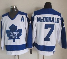 Wholesale Cheap Maple Leafs #7 Lanny McDonald White/Blue CCM Throwback Stitched NHL Jersey