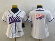 Wholesale Cheap Women's Buffalo Bills White Team Big Logo With Patch Cool Base Stitched Baseball Jersey(Run Small)