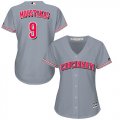 Wholesale Cheap Reds #9 Mike Moustakas Grey Road Women's Stitched MLB Jersey