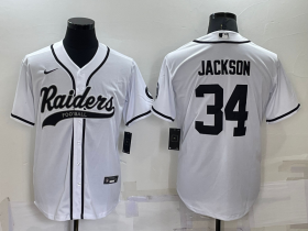 Wholesale Men\'s Las Vegas Raiders #34 Bo Jackson White Stitched MLB Cool Base Nike Baseball Jersey